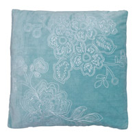 Kuddfodral med blomm�nster, aqua
