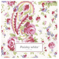 Tyg Paisley, vit