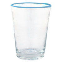 Glas med ljusblå kant