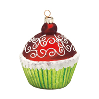 Julgranshänge, Cupcake grön/brun 2-pack