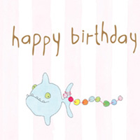 Kort Axel, Happy Birthday fisk rosa rand