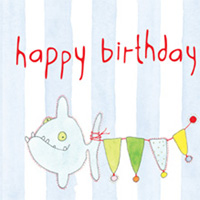 Kort Axel, Happy Birthday fisk blå rand