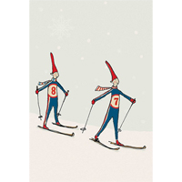 Kort med kuvert, Nissar på skidor