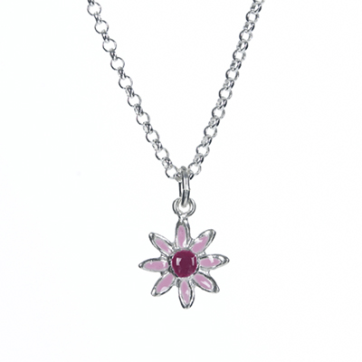 Halsband, rosa blomma