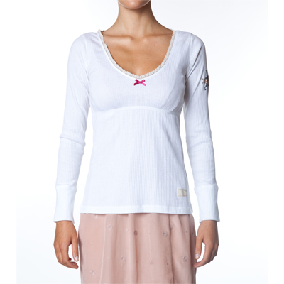 Rib jersey l/s, White