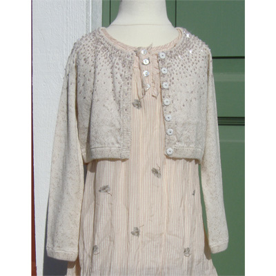 Love Child Print Knit Cardigan, Champagne
