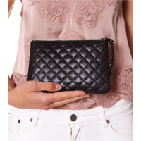 Jewels quilted leather purse, Almost black