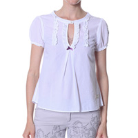 Poplin s/s frilled blouse, White