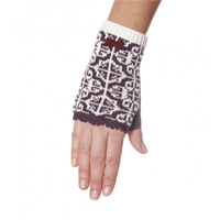 Jaquard half mittens, Mid grey