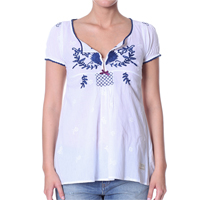 Light cotton embroidered s/s, White