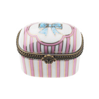 Pill box, Rose with stripes/bow